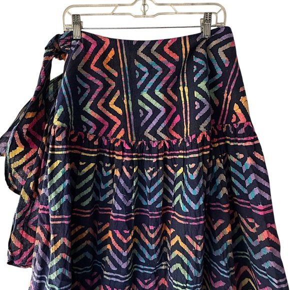 ROPER | NWOT COLORFUL BATIK PRINT COTTON WRAP SKIRT BOHO POCKETS | LARGE - Picture 9 of 11
